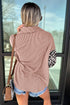 Leopard Sleeve Contrast Chest Pockets Corded Drop Shoulder Shirt Jacket